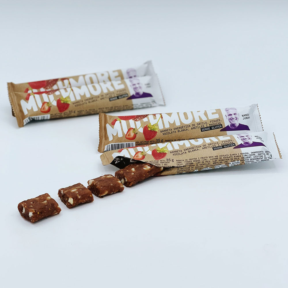 BARRITA ENERGÉTICA MUCHMORE CHOCOLATE BLANCO Y FRESA