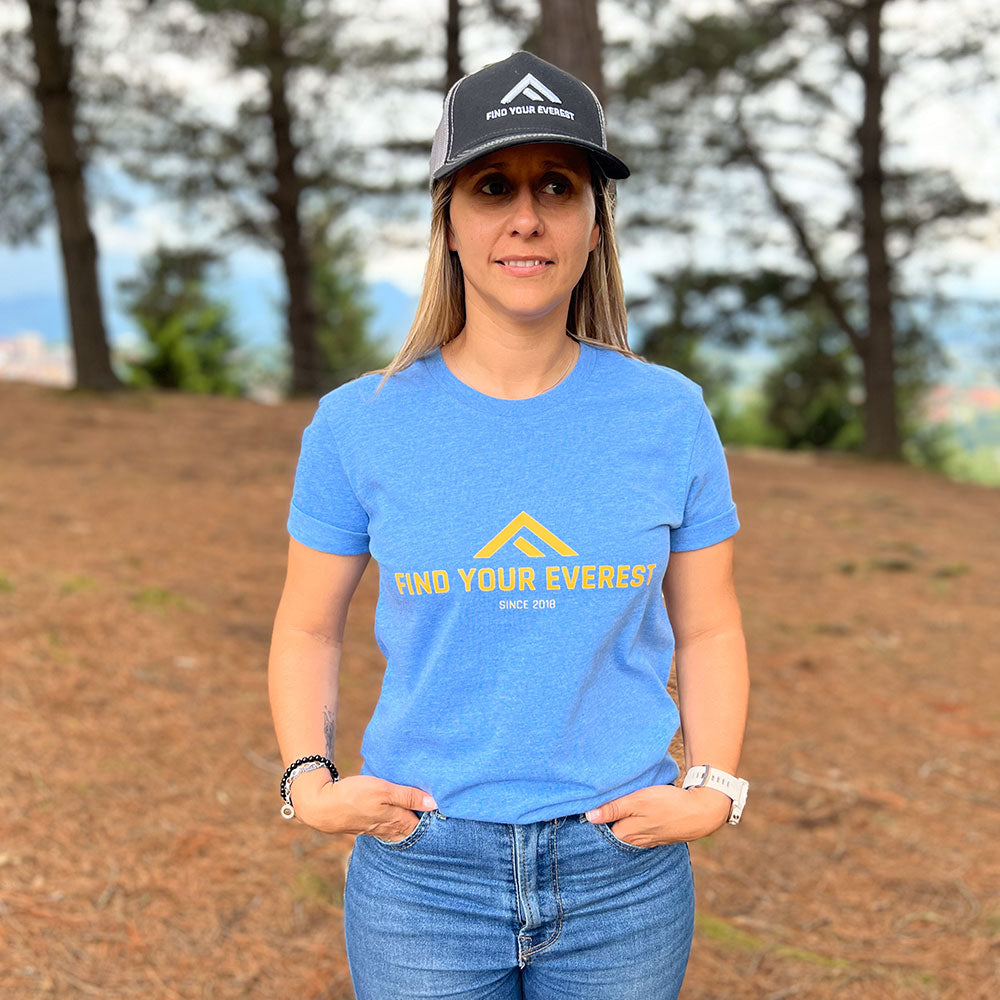 CAMISETA CASUAL FIND YOUR EVEREST LOGO AZUL MUJER