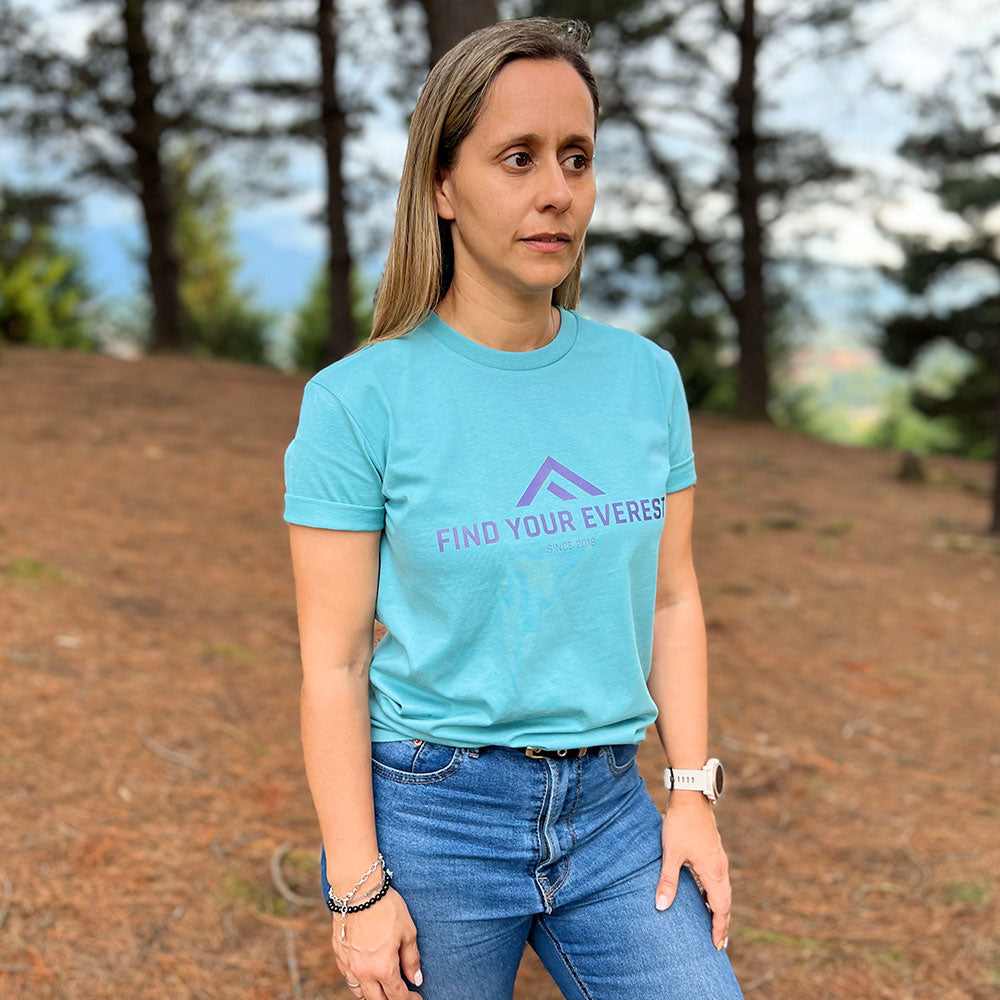 CAMISETA CASUAL FIND YOUR EVEREST LOGO MENTA MUJER