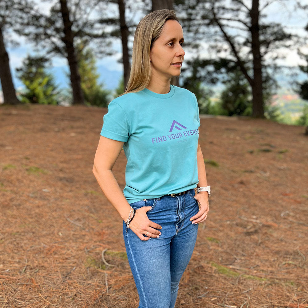 CAMISETA CASUAL FIND YOUR EVEREST LOGO MENTA MUJER
