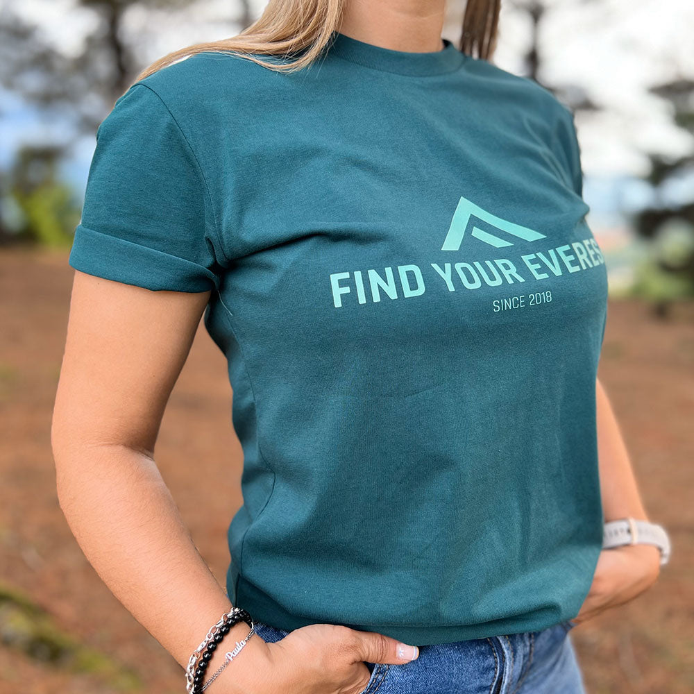 CAMISETA CASUAL FIND YOUR EVEREST LOGO VERDE MUJER