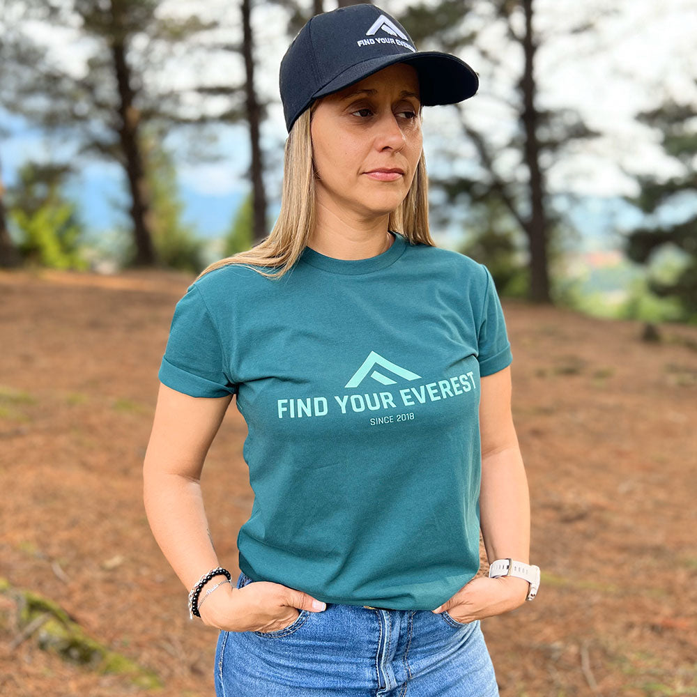 CAMISETA CASUAL FIND YOUR EVEREST LOGO VERDE MUJER