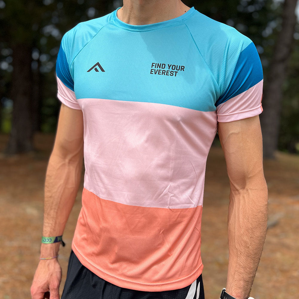 CAMISETA TÉCNICA FIND YOUR EVEREST AZUL ROSA