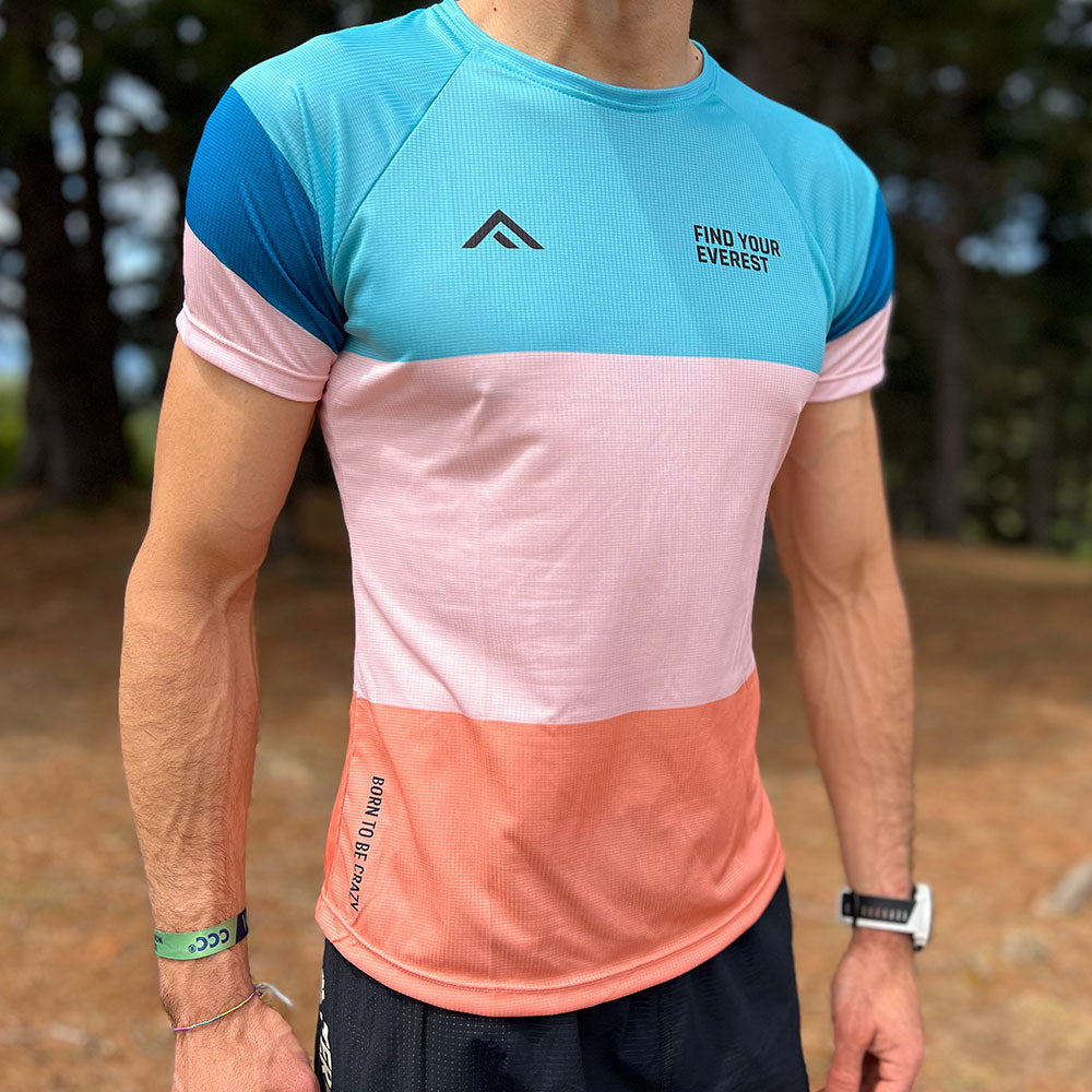CAMISETA TÉCNICA FIND YOUR EVEREST AZUL ROSA