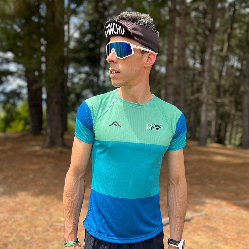 CAMISETA TÉCNICA FIND YOUR EVEREST AZUL VERDE