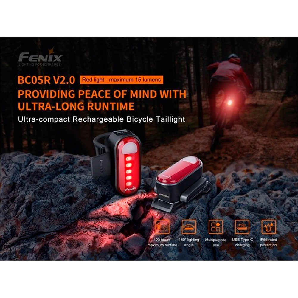 FENIX BC05R V2.0 LUZ ROJA TRASERA PARA RUNNING Y BICI