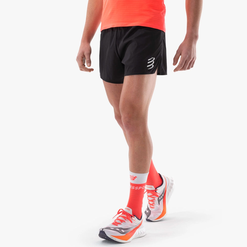PANTALÓN CORTO COMPRESSPORT RACING SPLIT NEGRO