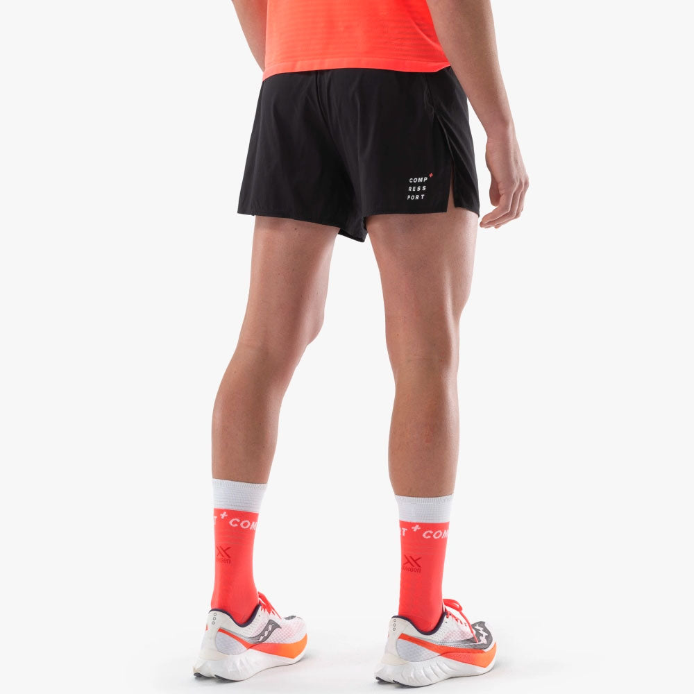 PANTALÓN CORTO COMPRESSPORT RACING SPLIT NEGRO