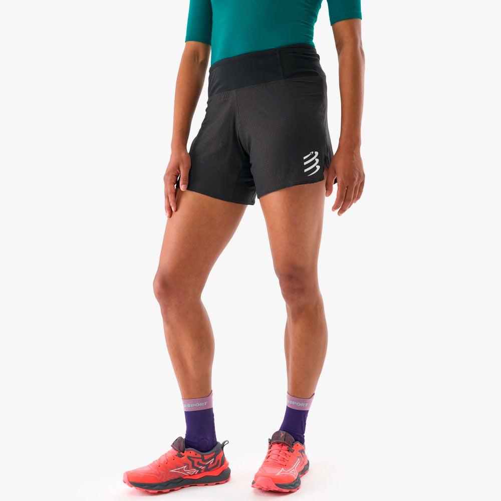 PANTALÓN CORTO COMPRESSPORT TRAIL RACING MUJER NEGRO