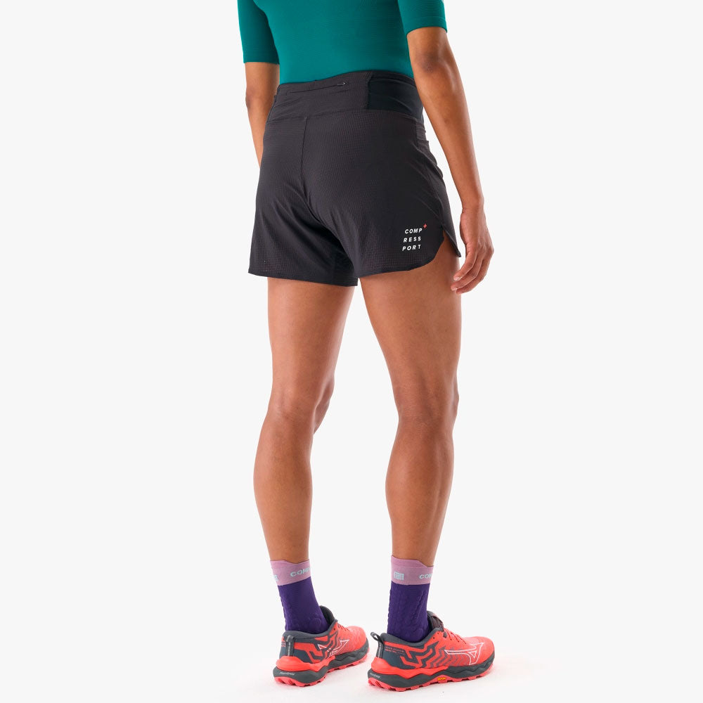 PANTALÓN CORTO COMPRESSPORT TRAIL RACING MUJER NEGRO