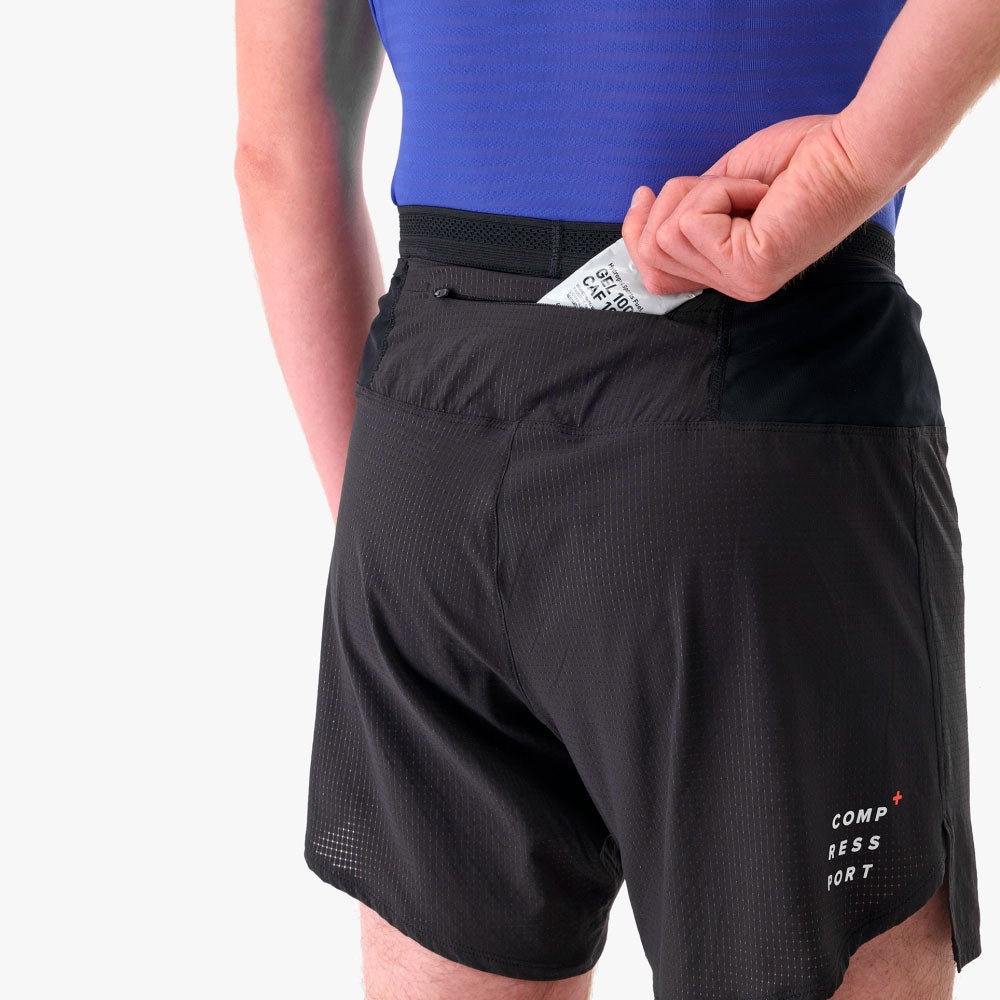 PANTALÓN CORTO COMPRESSPORT TRAIL RACING NEGRO