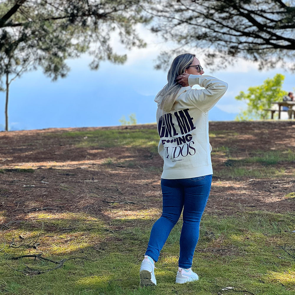 SUDADERA FIND YOUR EVEREST - GIVE ME FUCKING KUDOS - BEIGE