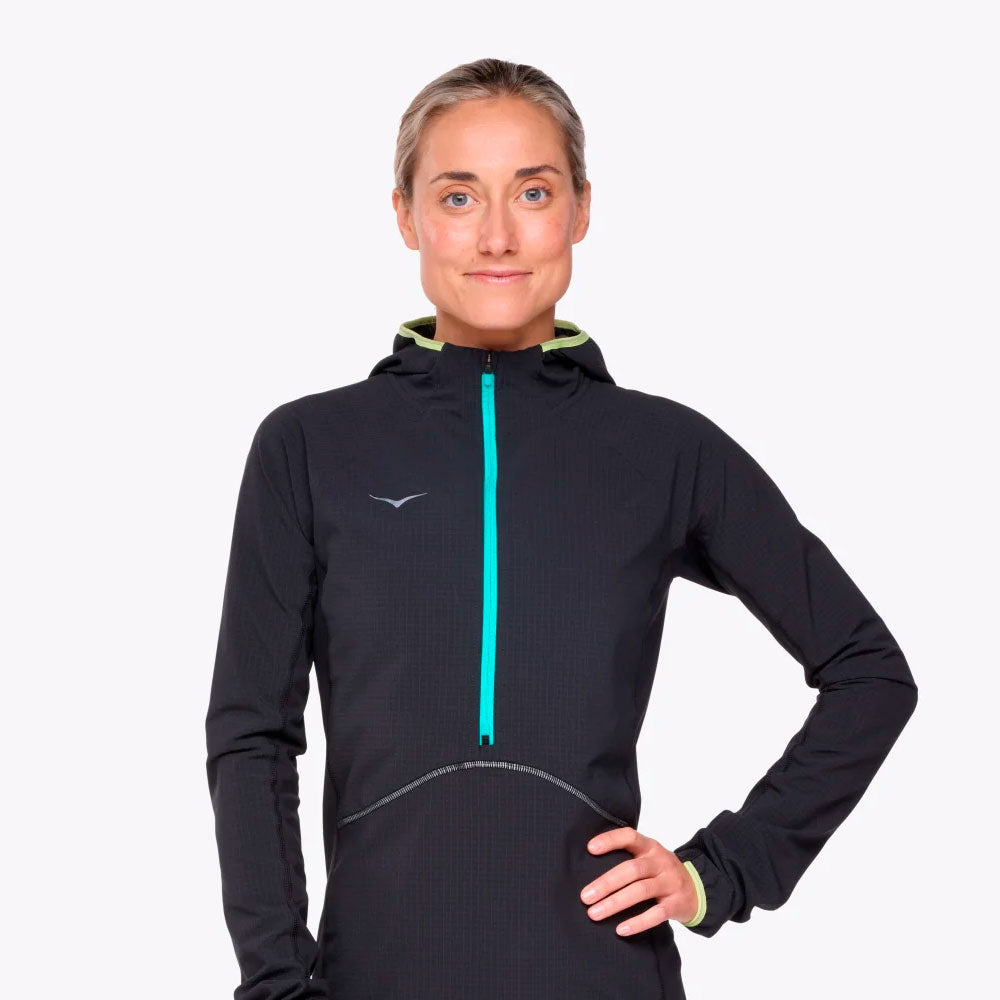 SUDADERA HOKA SKYGLOW HALF ZIP MUJER NEGRO