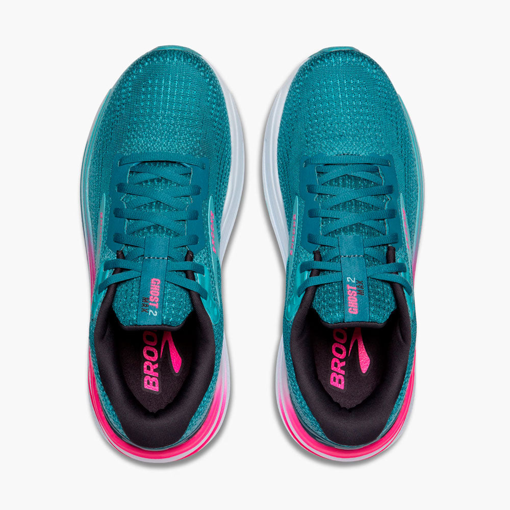 ZAPATILLAS BROOKS GHOST MAX 2 MUJER STORM BLUE KNOCKOUT PINK AQUA