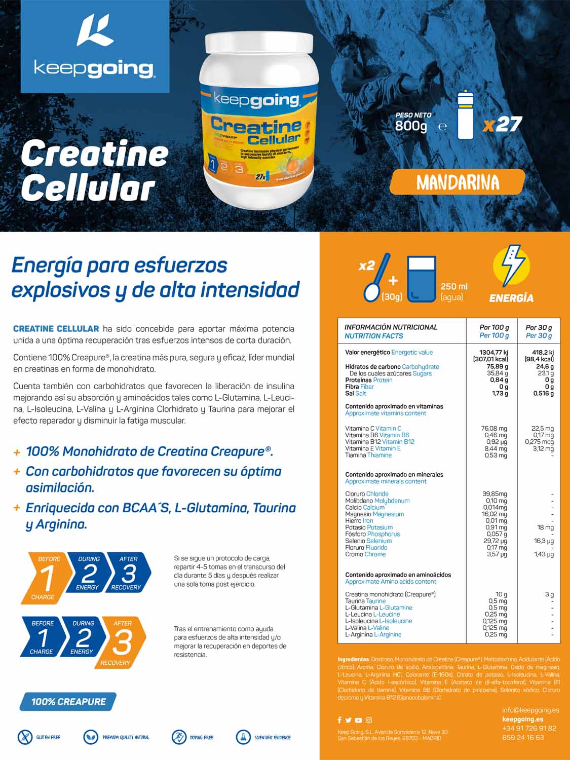 Ficha Técnica Keepgoing Creatine Cellular
